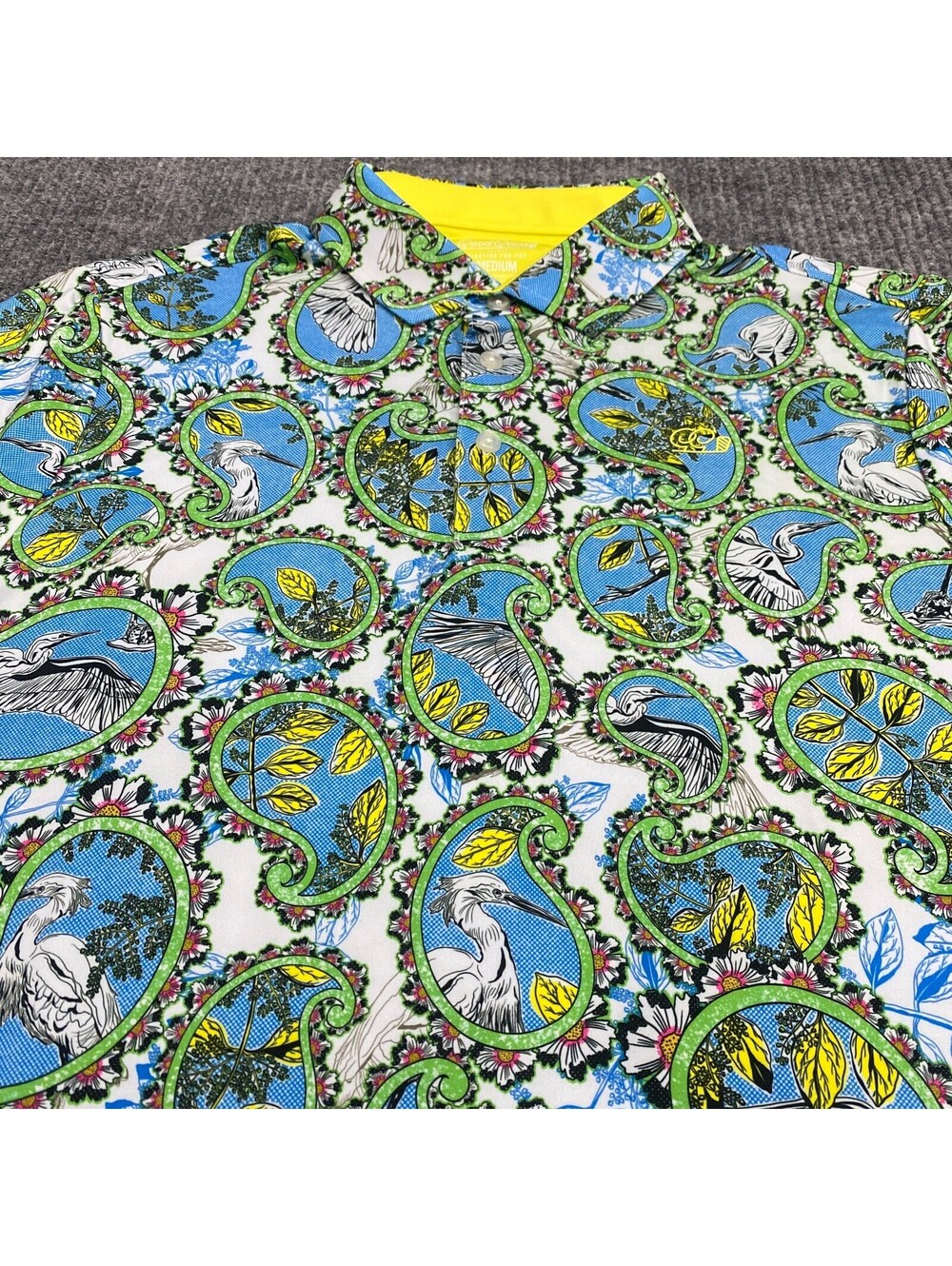 Good Good Paisley Polo Shirt Men M Geometric Floral AOP Stretch Golf Performance
